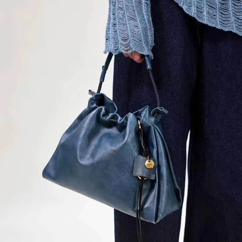 Designer bag 57 2025 New High-Capacity Commute Handbag Brand Design Garbage Genuine Leather Women Hobo Fashion Shoulder Bag