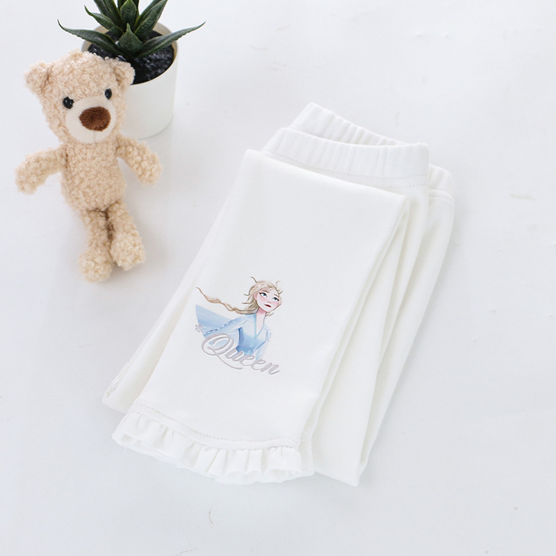DISNEY Frozen Elsa princess kids designer clothes Girl Autumn Children's Clothes Girl Long Pants Princess Print Stretch Cotton