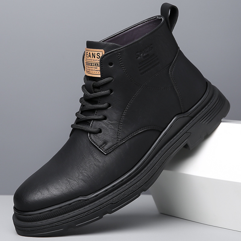 2023 Autumn/Winter Mens Martin Boots Trendy Casual Short Boots Versatile British Style Leather Boots Cowboy Leather Boots 241028