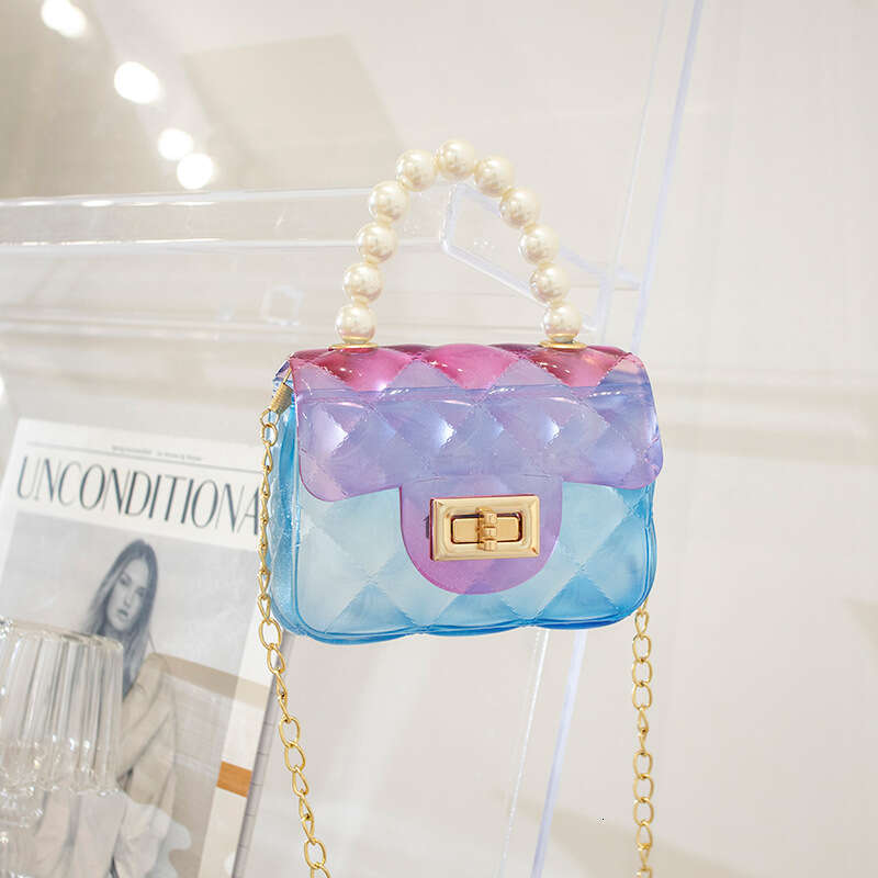 Dinner Bag Cross Body Candy Colored Hand Held Transparent Jelly Women S DIY Beaded Bag Pearl Bag KQ