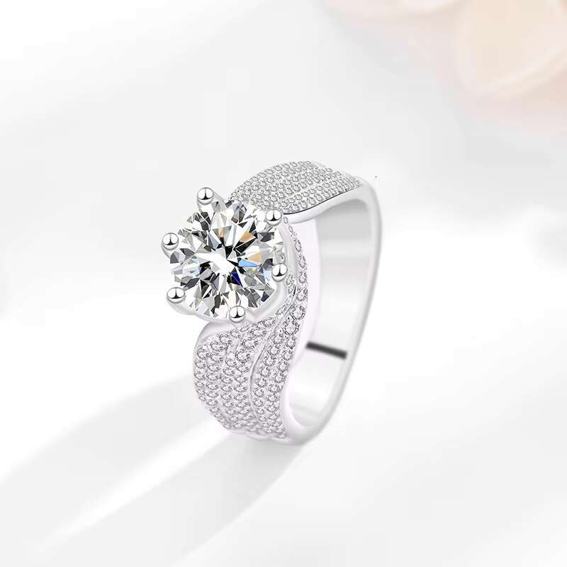 Luxury 925 Sterling Silver Statement Wedding Jewelry Round Brilliant 3ct VVS Moissanite Engagement Rings