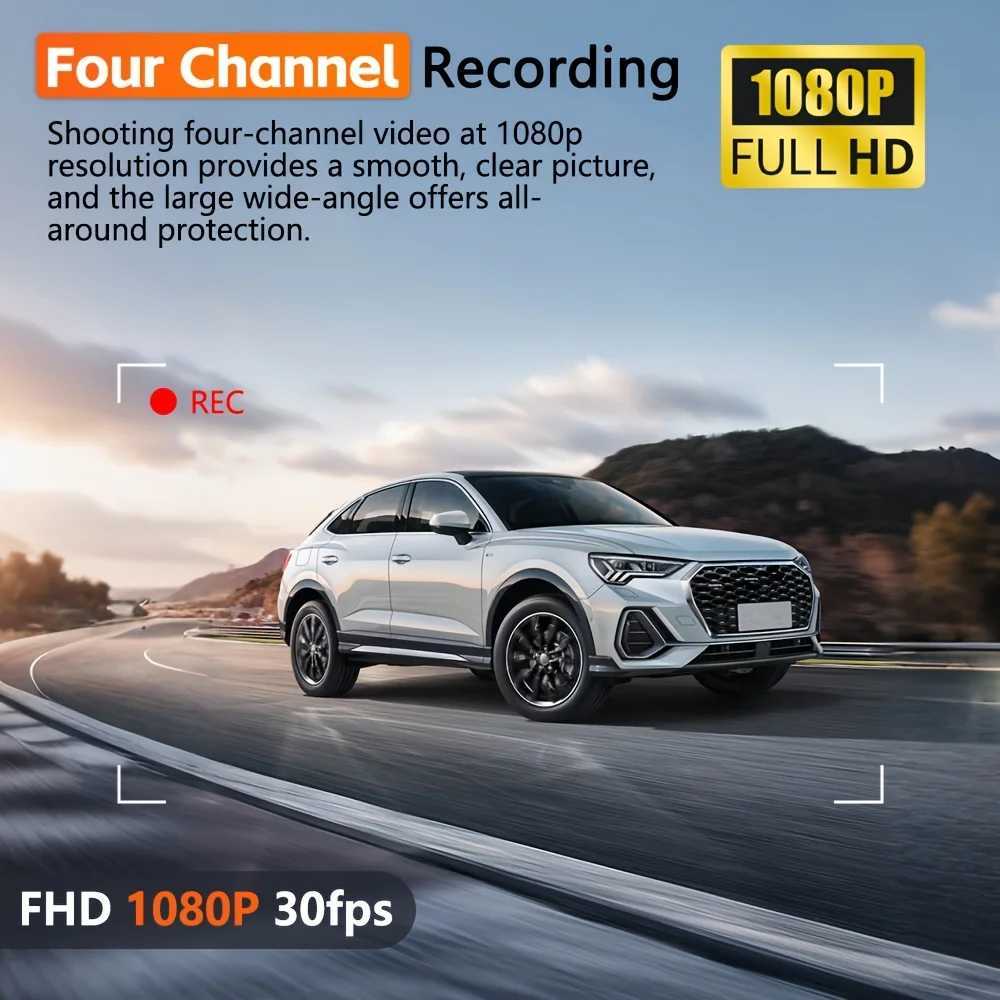 car dvr Dash Cam 4 Channel Driving Camera 1080P Front Left Right Rear Night Vision Loop Recording 24H Parking Monitor Auto parts R250506