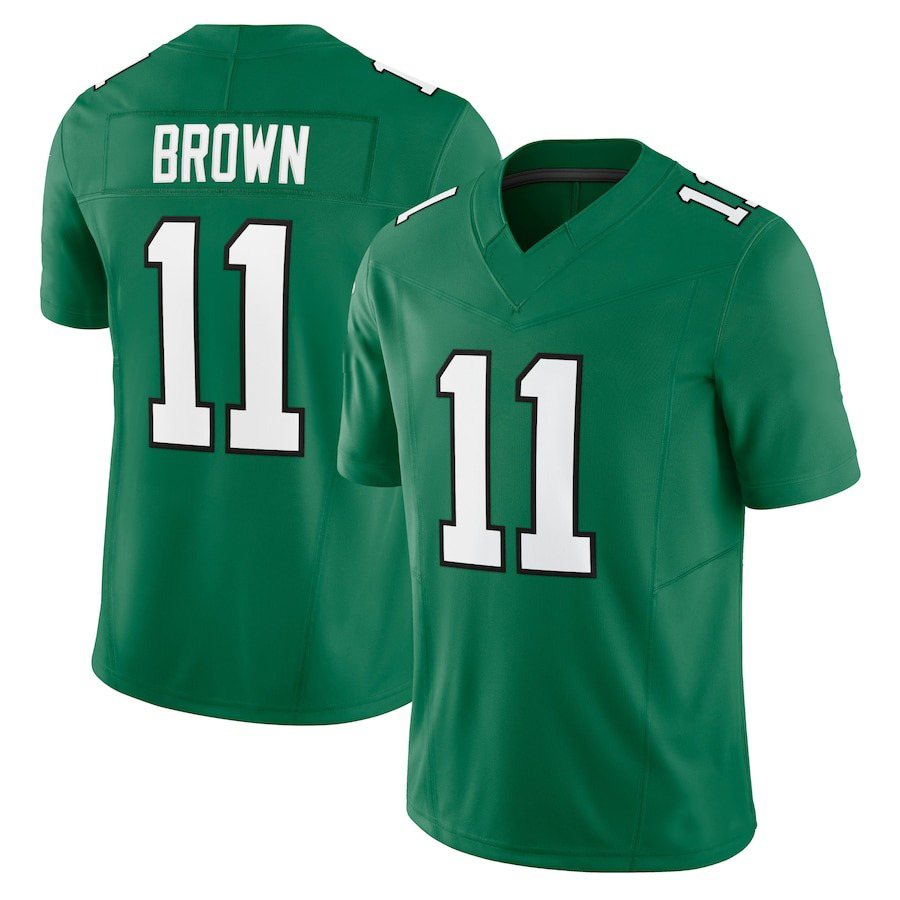 2025 Football Jersey 26 Saquon Barkley 11 Brown 1 Jalen Hurts 6 DeVonta Smith 33 Cooper DeJean 88 Goedert 55 Brandon Graham 98 Carter 68 Mailata Salut