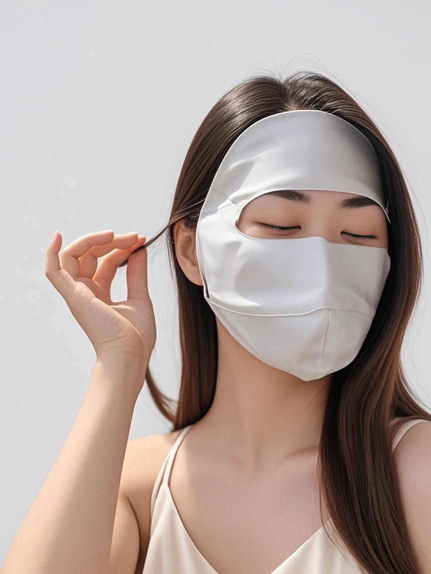 Fashion Face Mask Summer Sunblock Face Mask Breathable Silk Full Cover Face Men Women Outdoor Cycling Hiking Masks UPF 50+ 100%0rganic Silk 0T373