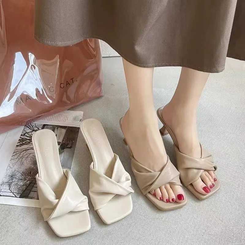 Summer Fashion Simple Ladies Slippers Dew Feet High Heels Solid Color Comfortable Casual SlippersFashion Slippers Z250614