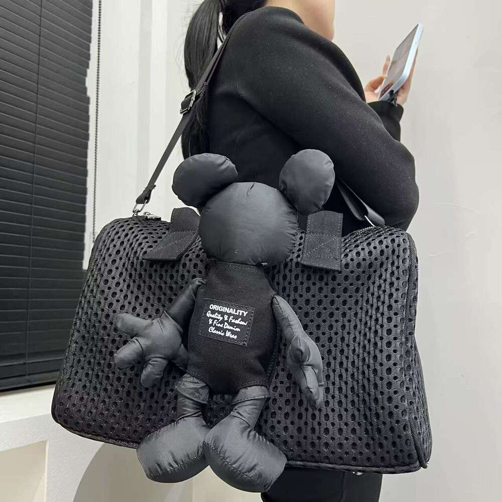 Temu Women's Fashion Mesh Small Bear Tote Bag Large Capacity Versatile Diagonal Cross Handbag