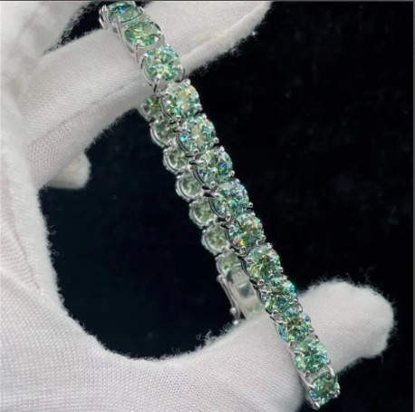Fashion Jewelry Moissanite Cuban Link Bracelet Chain 5mm S925 Silver Iced Out Diamond Women Tennis Bracelet