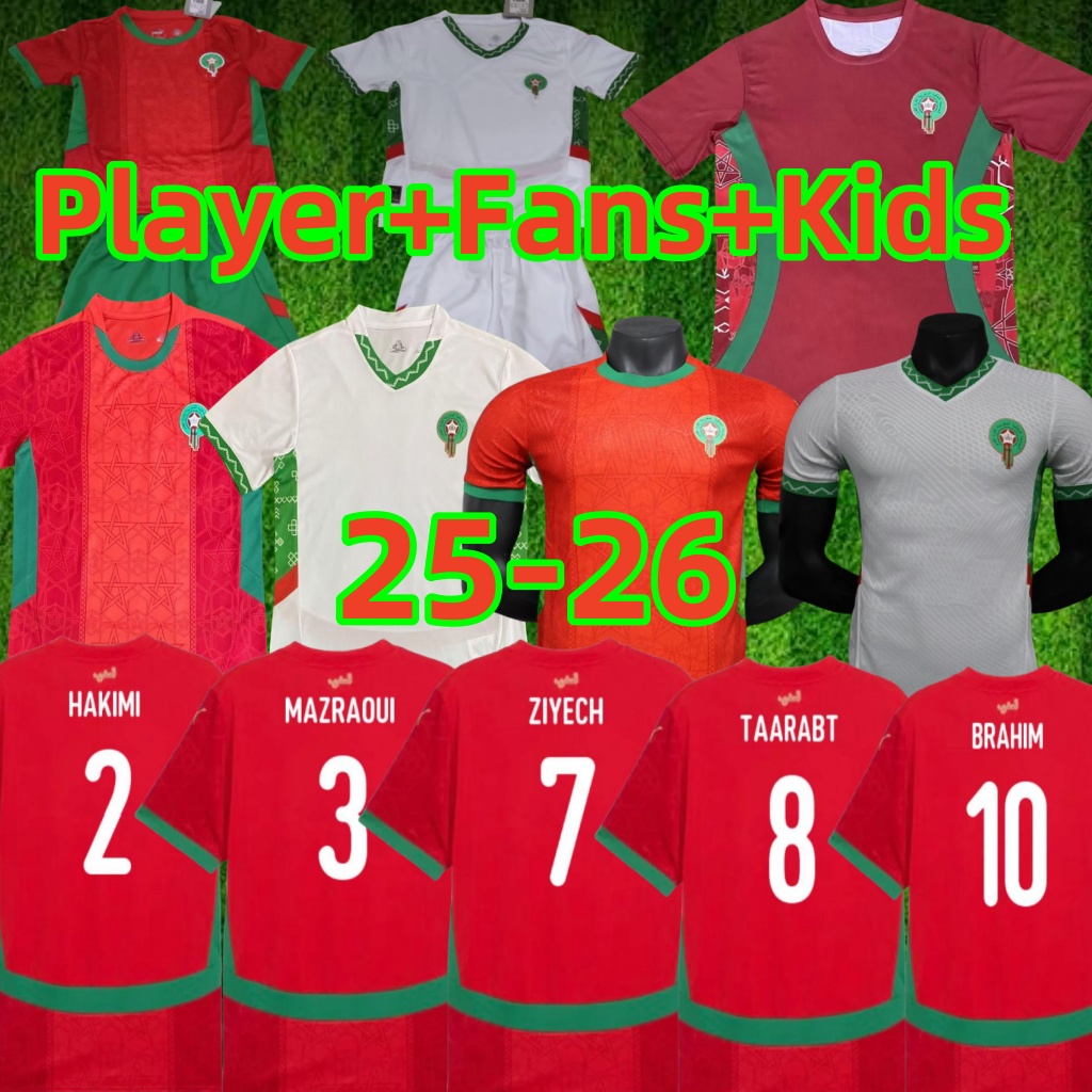 XXL 4XL Morocco Football Jersey 25 26 Star Style Jersey Customized Diaz Rahimi Ben Segil Onashi Hakimi Player Edition + Children's Edition Men's Football Suit 2026