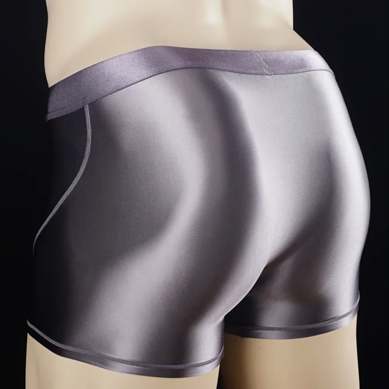 Sexy mens smooth swim trunks shiny shorts boxer underwear 250430Z