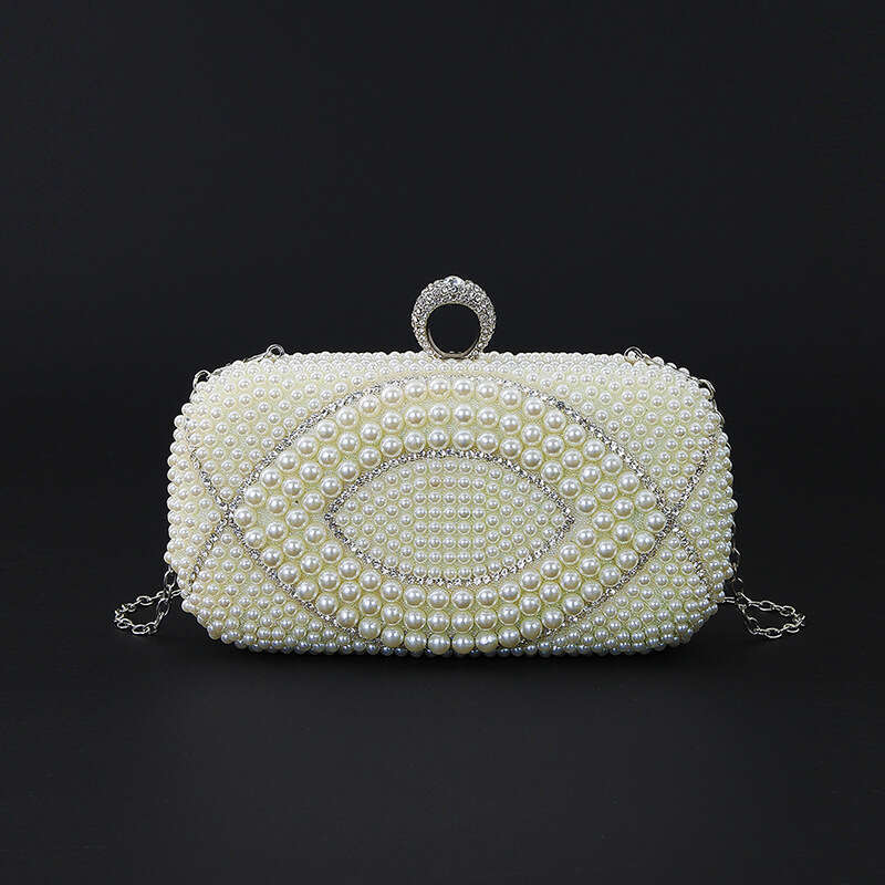 Dinner Bag New Geometric Water Diamond Pearl Bead Chain Wedding Party Handheld Women S Clutch Banquet Bag KQ