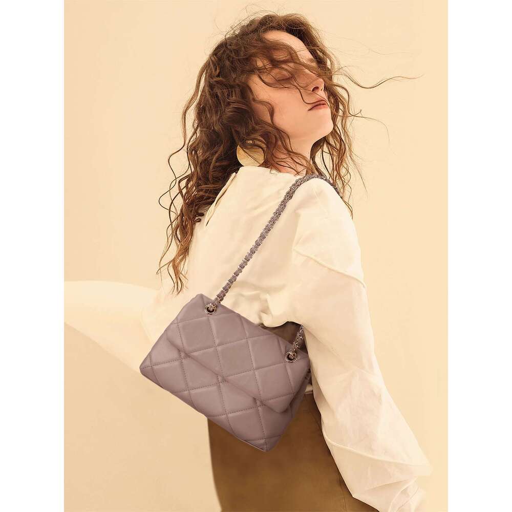 Mobile Phone Women's Quilted Handbag Crossbody Bags Vegan Leather Shoulder Bag With Card Slot Adjustable Removable