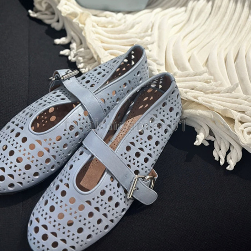 free shipping designer ballet flats heels loafers womens luxury shoes shallow mouth round toe cut-outs spring summer one-line buckle strap women dress