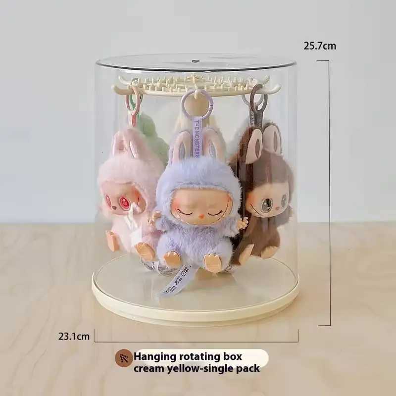 Labubu Pendant Display Box Rotating Transparent Labubu Doll Handmade Blind Box Storage Display Stand Decorative OrnamentsC250507