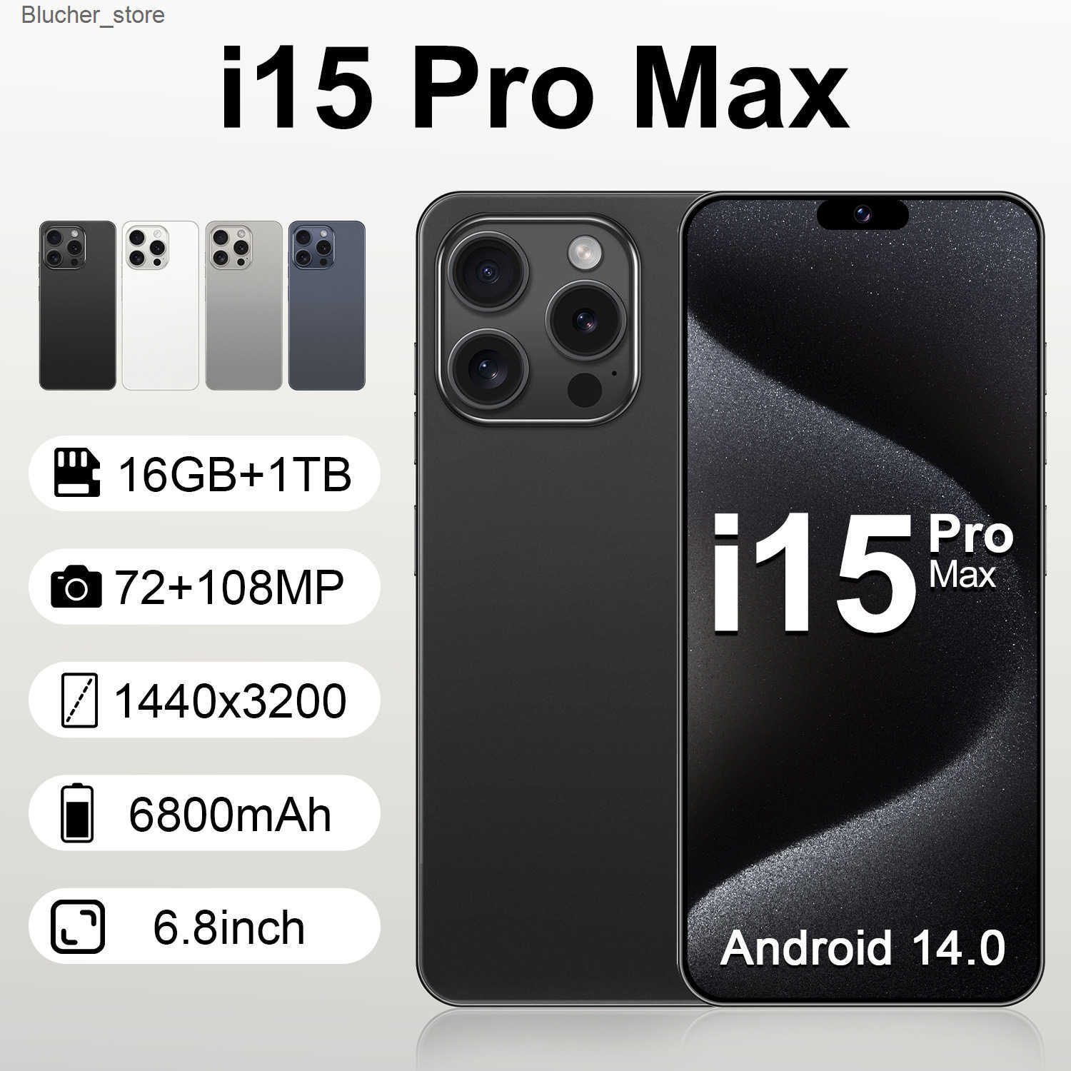 New i15 Pro Max smartphone with 6.8-inch screen and 16GB Android 8.1 smartphone z250507SJED