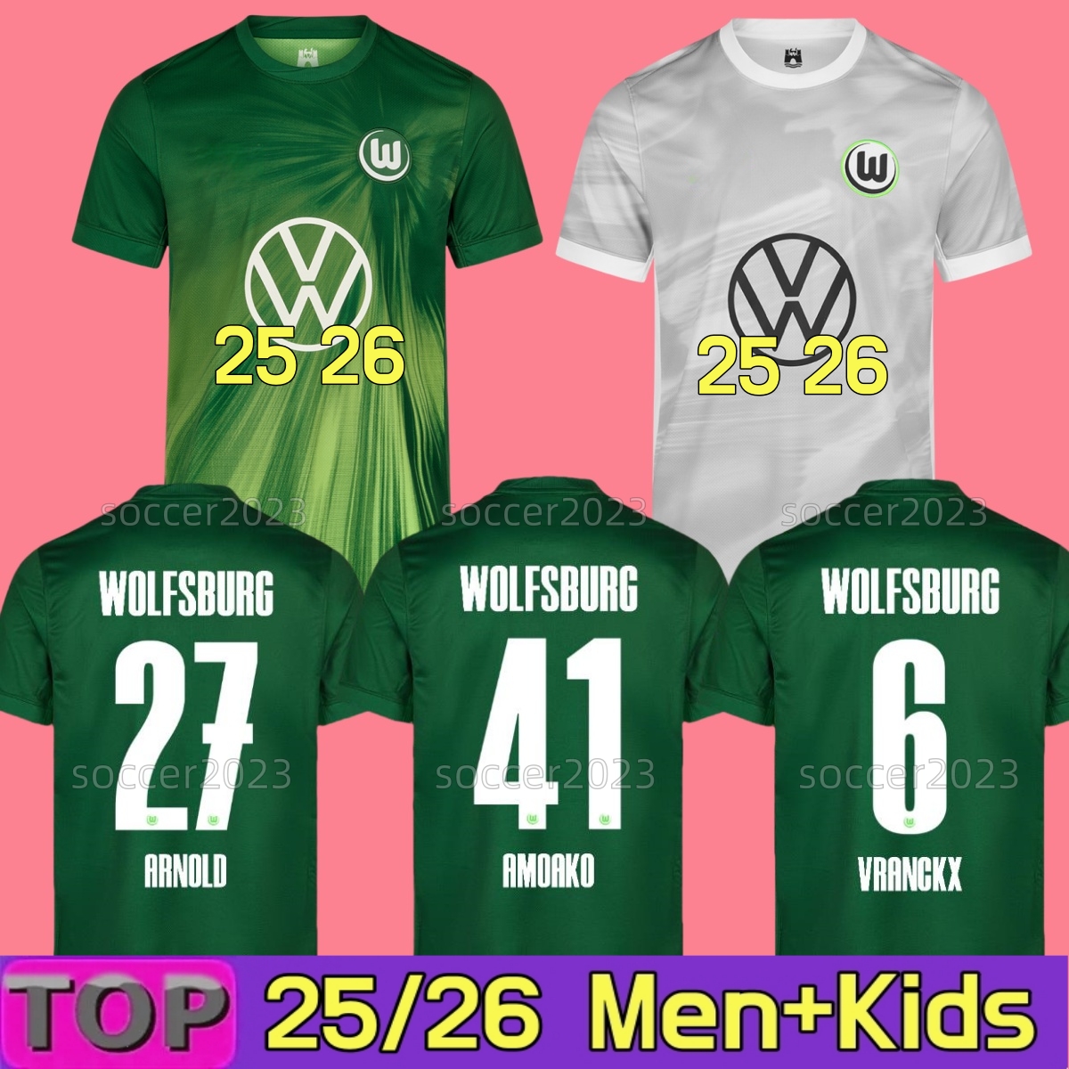 25 26 WolfsburgS Soccer Jerseys WIND LACROIX 2025 2026 Home Away Ginczek Steffen Shirts Roussillon Mehmedi Mbabu Brooks Arnold Weghorst MAJER Football Shirt