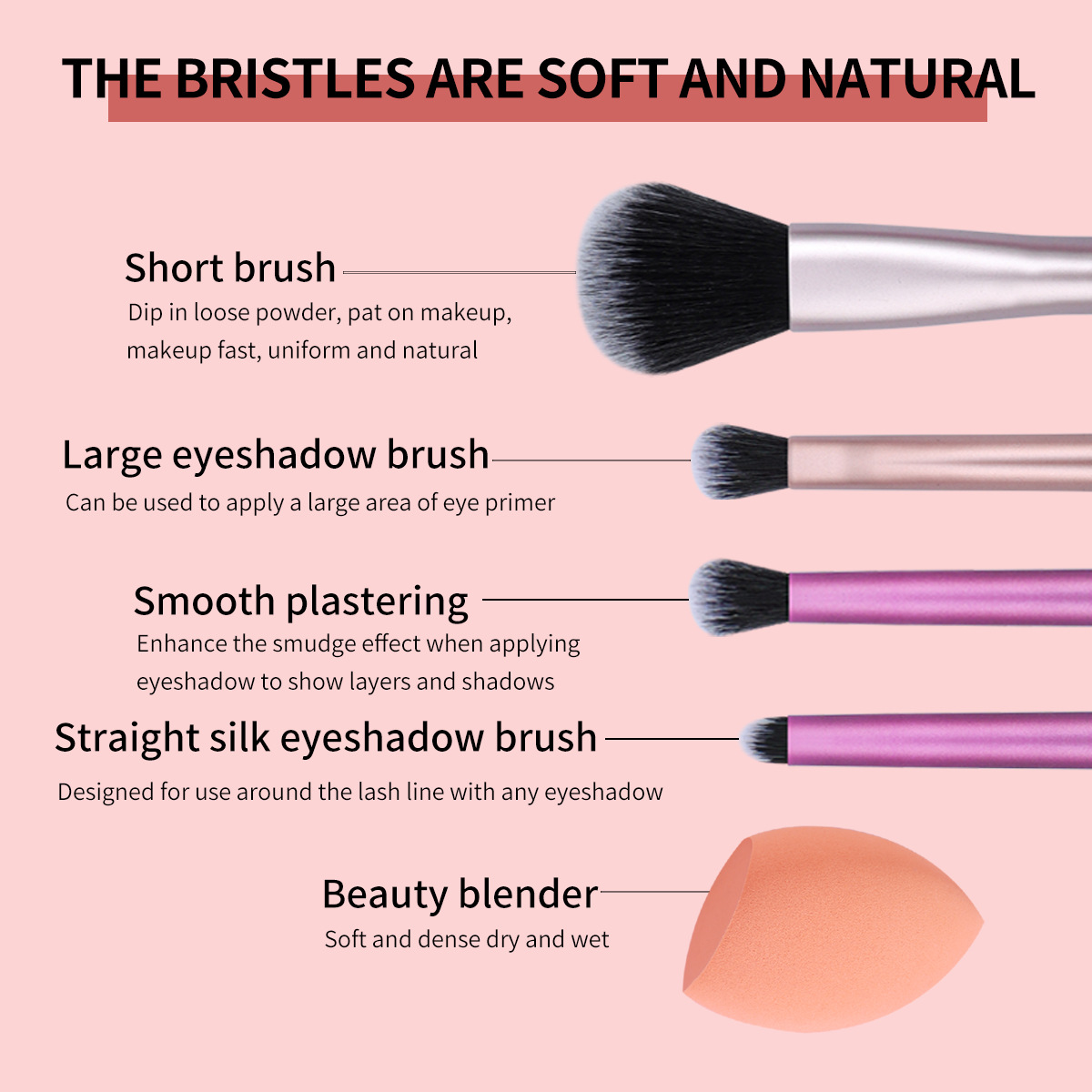 6-piece daily essential makeup brush set with 4 brushes and makeup sponge for foundation blush eyeshadow and powder brushes travel gift set tools z250