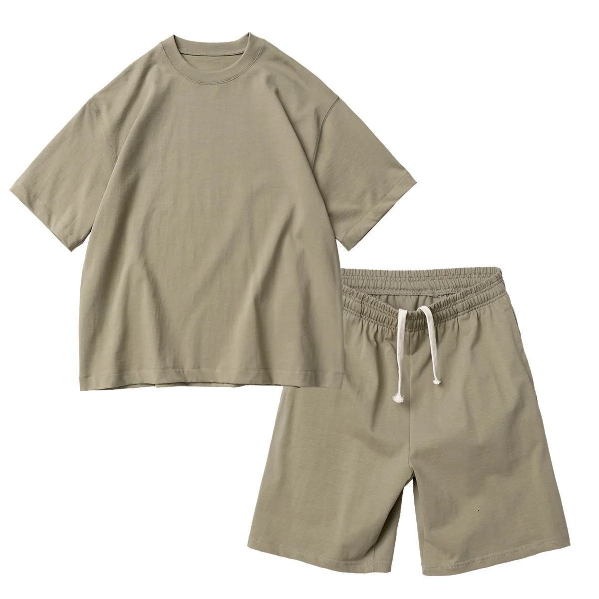 320g heavy cotton mens shorts Tshirt set sports pants 250430Z