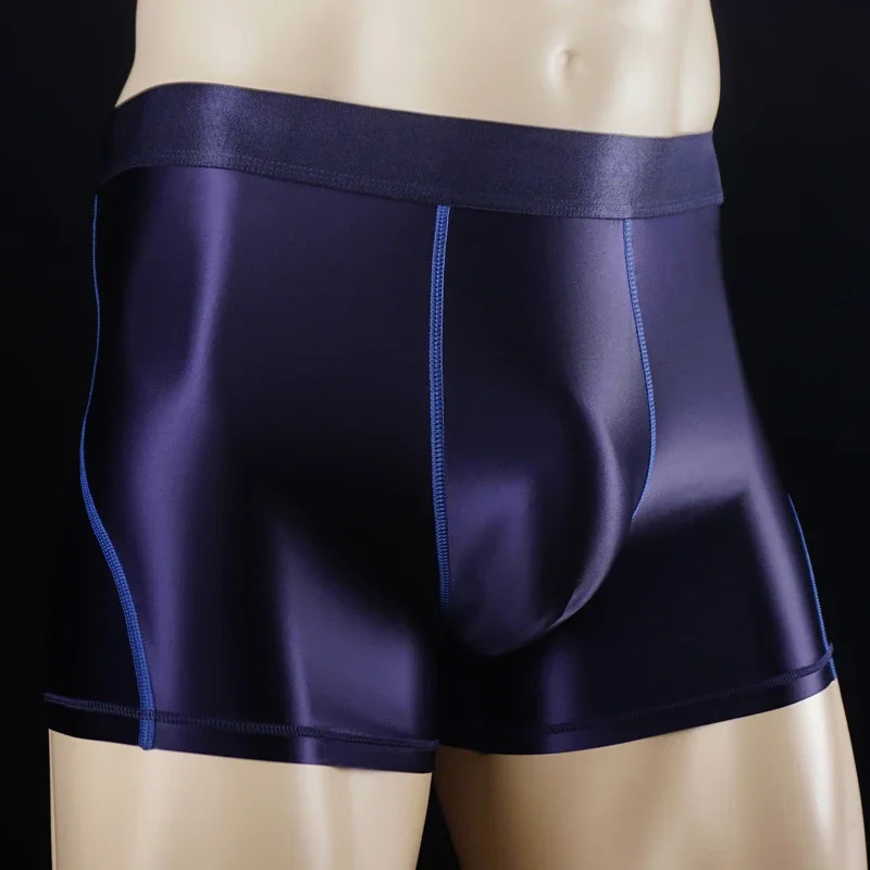 Sexy mens smooth swim trunks shiny shorts boxer underwear 250430Z