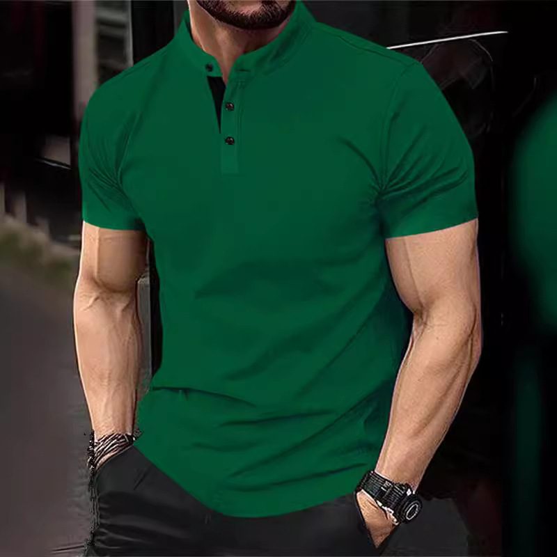 Summer New Quick Sell American Micro Elastic Short Sleeve Men's Sports and Leisure Polo Shirt