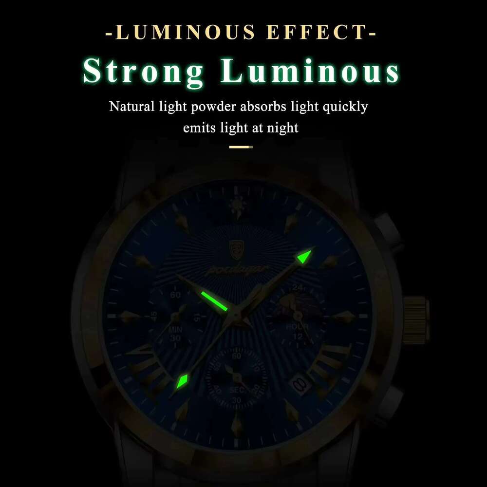 DHGadgets for Men Waterproof Luminous Calendar Chronograph Man Watch Sport Quartz Stainless Steel Men's Watches