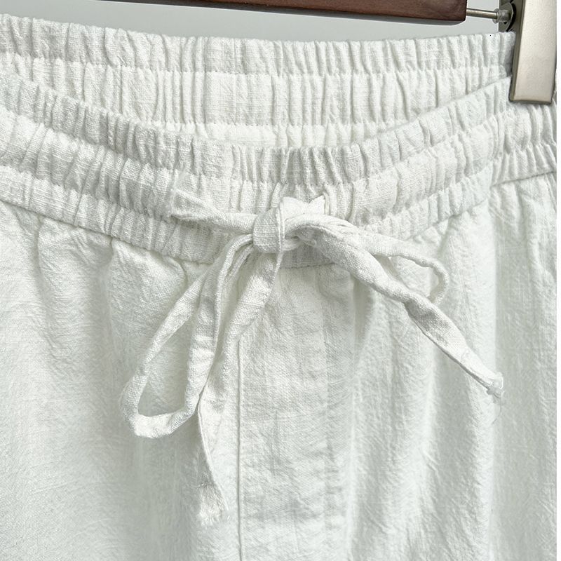 High end linen pants for men summer thin Chinese style cotton linen pants mens casual pants white loose straight leg pants 250507
