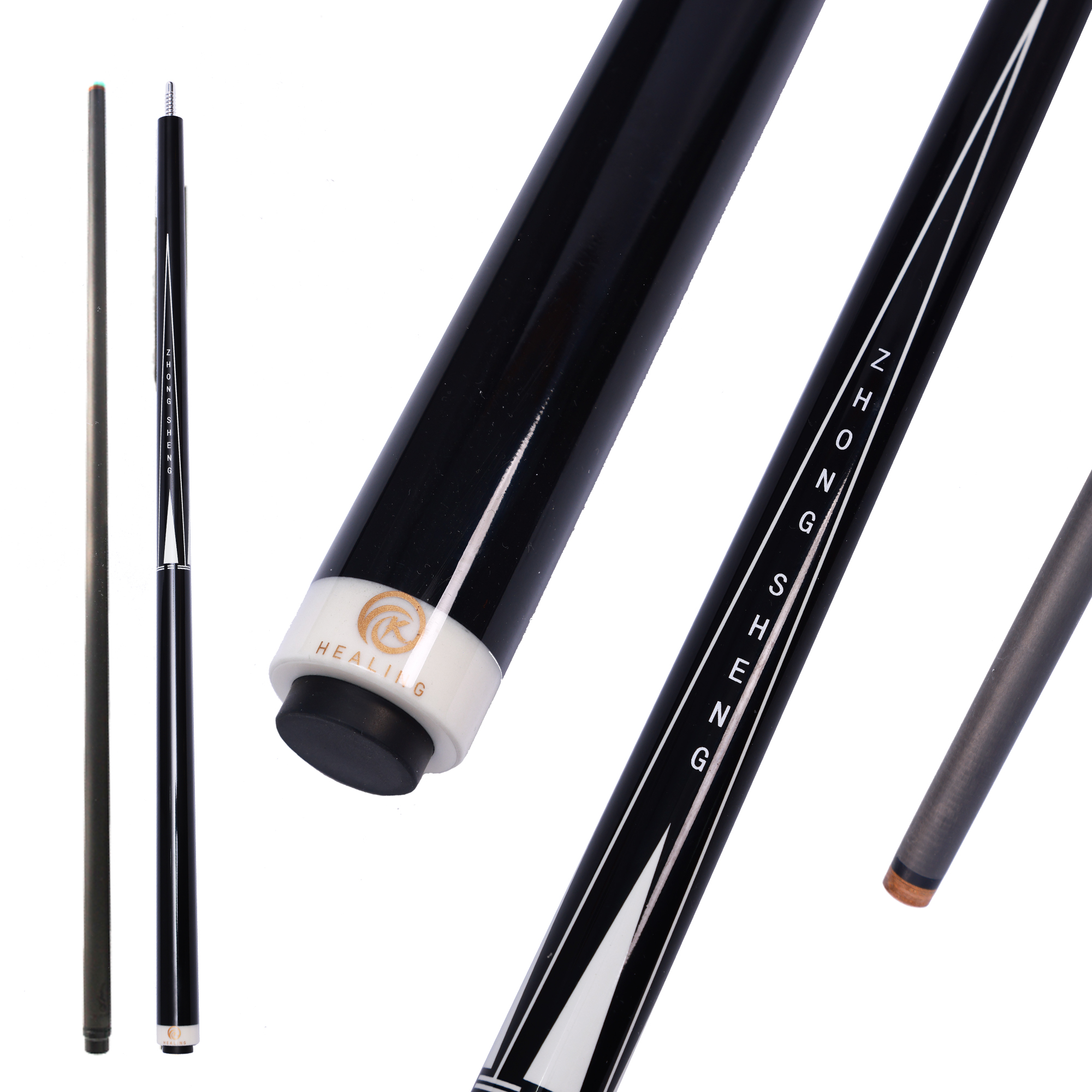 OKHEALING Carbon Fiber Pool Cue Stick 58" Billiard Cue Sticks Professional Low Deflection Pool Sticks with Radial Pin Joint, 12.4mm Tip and 19-20