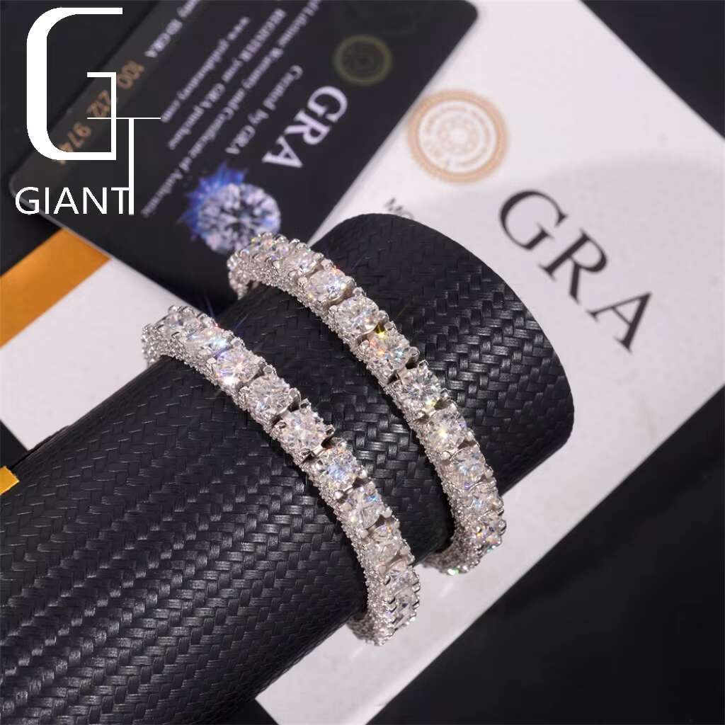 Unique Design Iced Out Double Sides Hip Hop 925 Sterling Silver VVS1 5mm 6.5mm Moissanite Diamond Cluster Tennis Bracelet