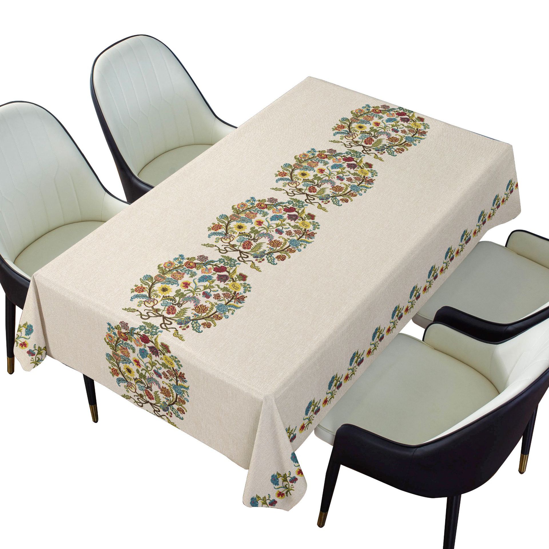 XX0396 New Chinese style household waterproof and oil-proof PVC tablecloth tablecloth long strip embroidery stall tablecloth coffee table cover cloth 