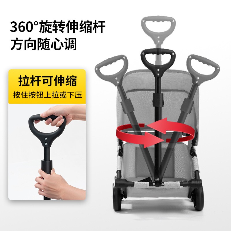 Collapsible Four-Wheeled Canine Carrier - Foldable Pet Stroller with Built-in Shade for Pups & Kitties