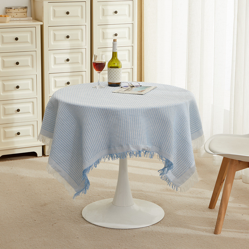 XX0367 white coffee table mat small square tablecloth ins style bedside table cover cloth round table cotton and linen desk dining table light luxury 