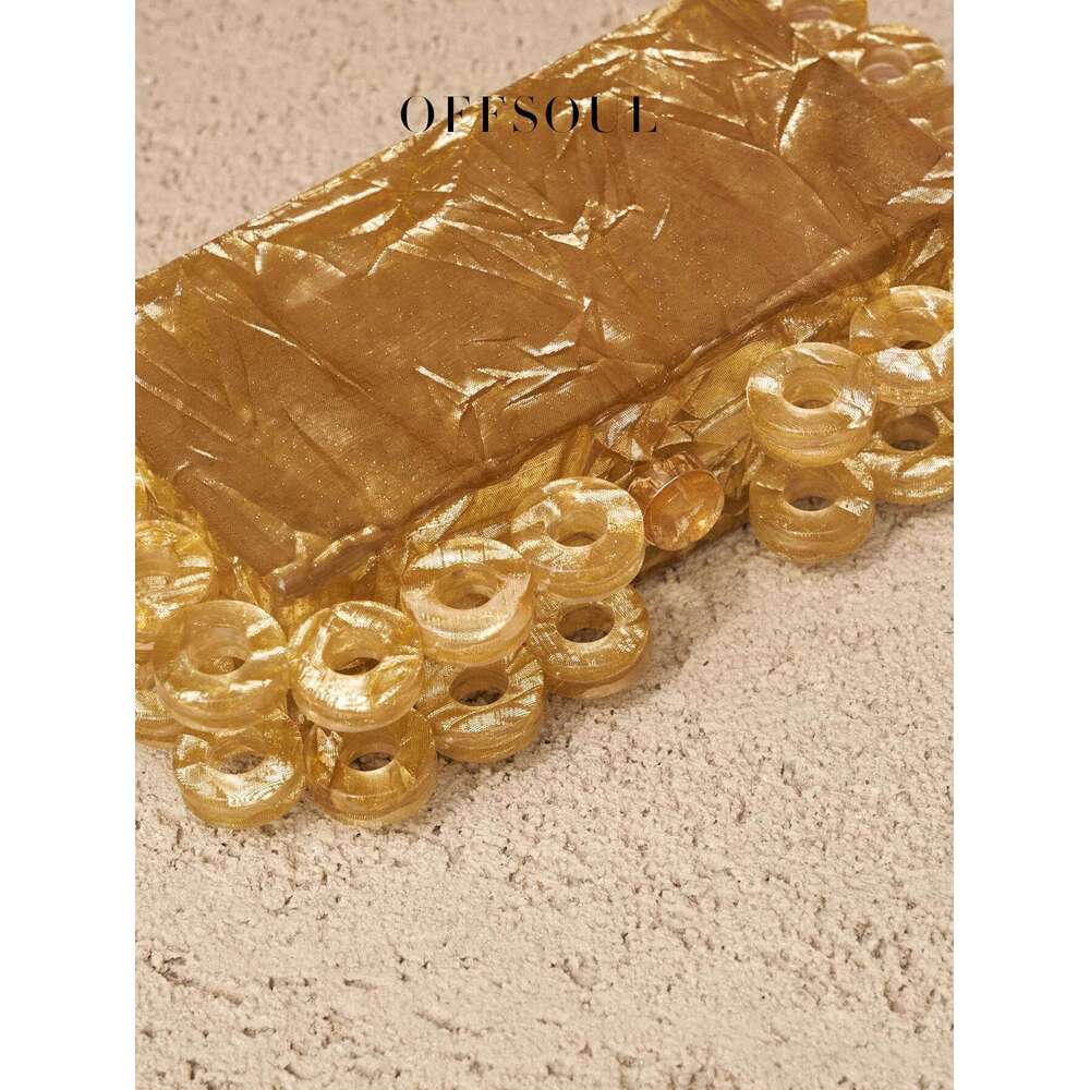 Retro Acrylic Circle Hard Shell Box Small Square Easiest For Match New Marbled Dinner Party Banquet Height Gold Ladies European And American Style Clu