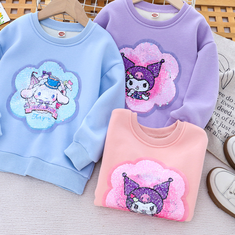 DISNEY Frozen Elsa princess Kids designer clothes Children winter clothes girls' clothes color-changing sequin top thickened.