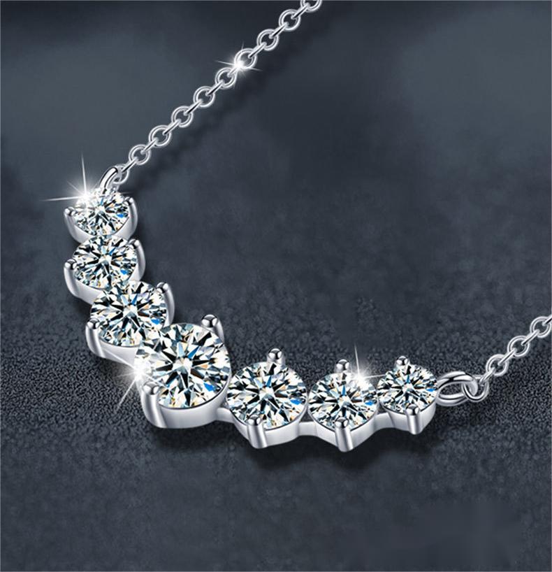 925 Sterling Silver Smile Princess Necklace with Moissanite Stones, Elegant V-Shaped Pendant for Women, Minimalist Chic Jewelry Gift