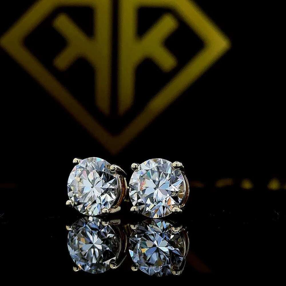 8.15 carat moissanite earrings, solid 10k white gold earrings with safety screw back, as an anniversary gift for her