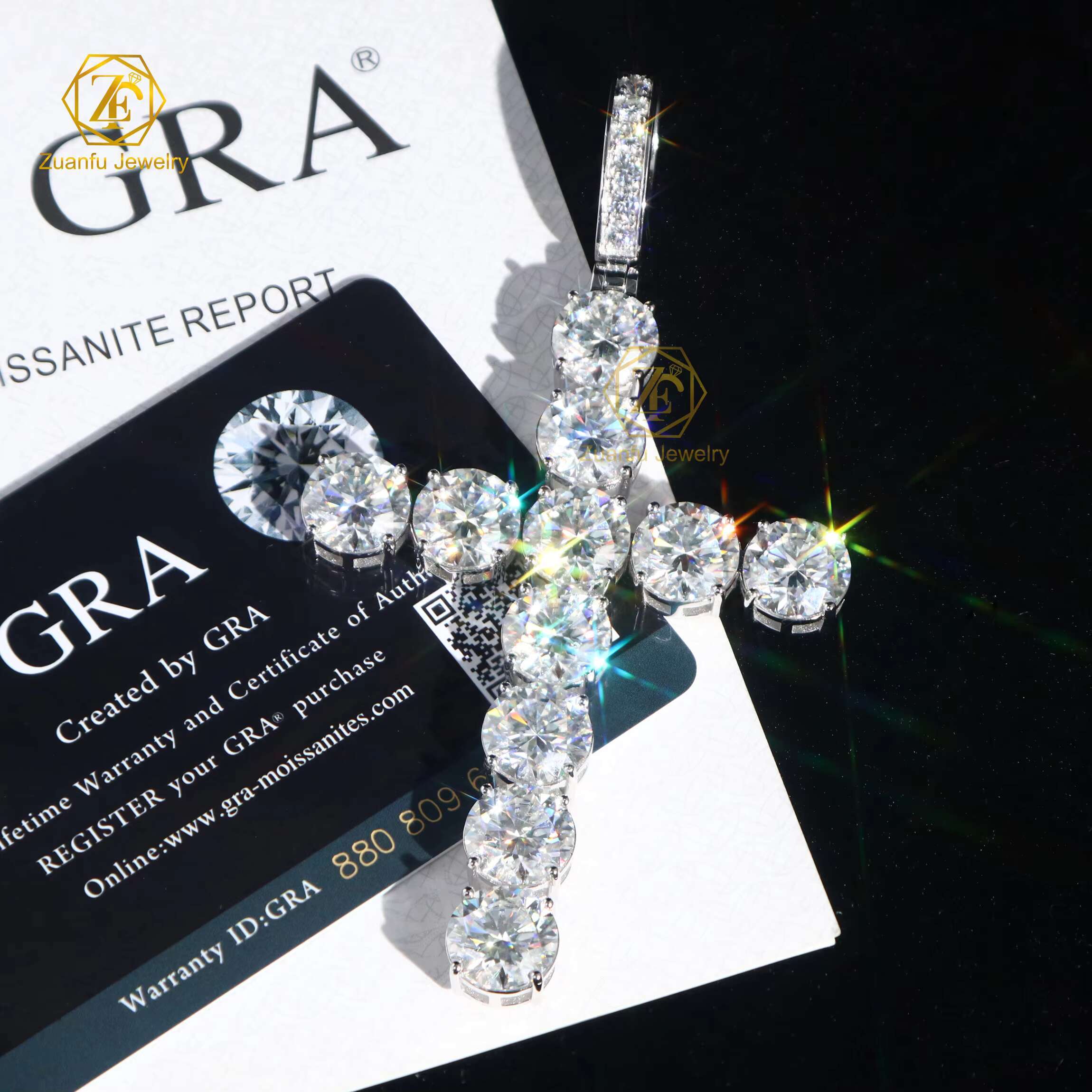 Large 10mm Moissanite Diamond Tester Cross Pendant 925 Silver Hip Hop Rock Iced Style Lucky Charms Hip Hop Rock Iced Charms