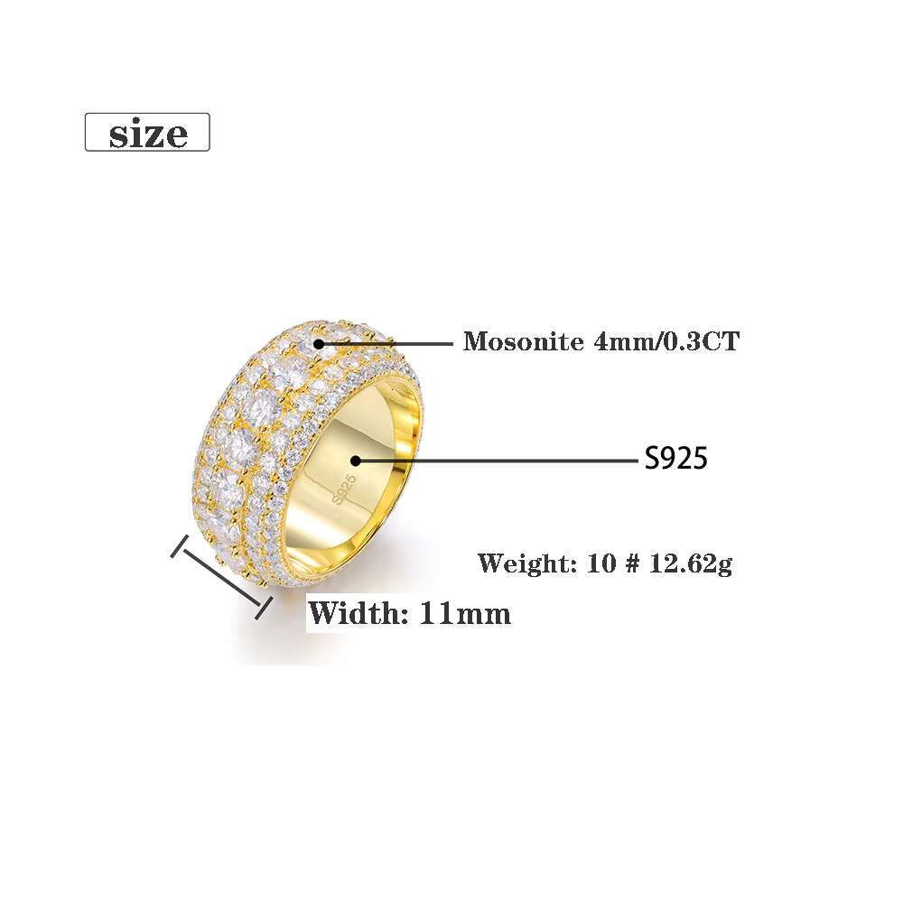 Wholesale Price 925 Sterling Silver Eternity Band Ring Iced Out VVS Moissanite or Moissanite Hip Hop Women Men Gold Ring