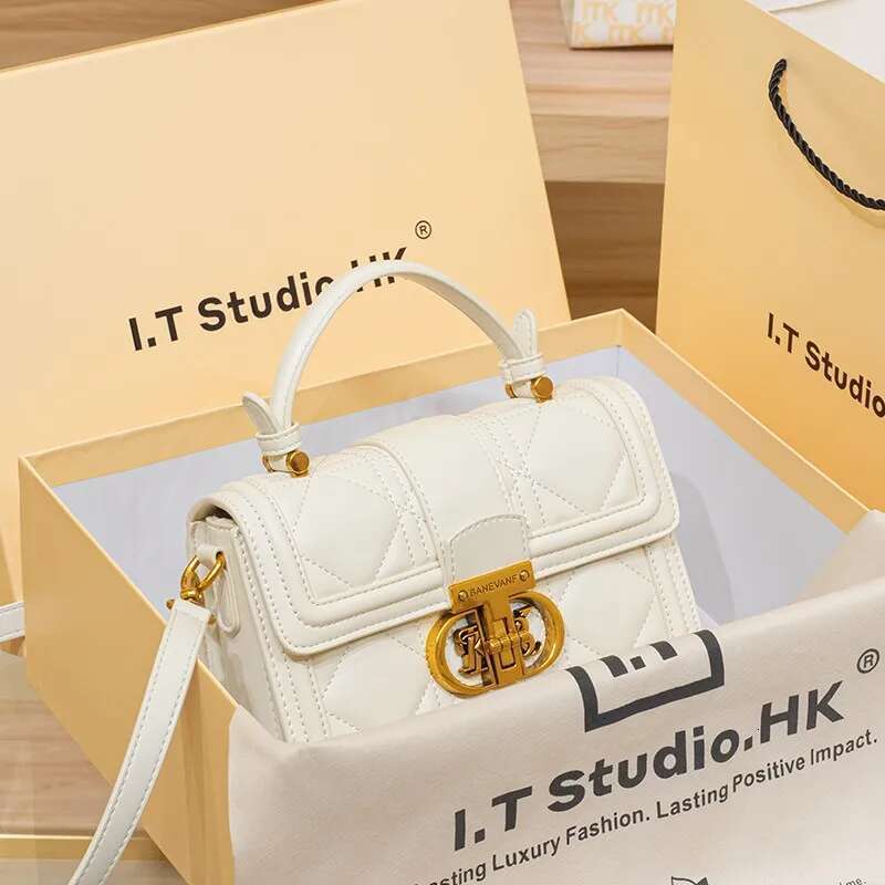 Women's dia grid genuine leather handbag, women's 2024 new high-capacity high-end single shoulder crossbody bag