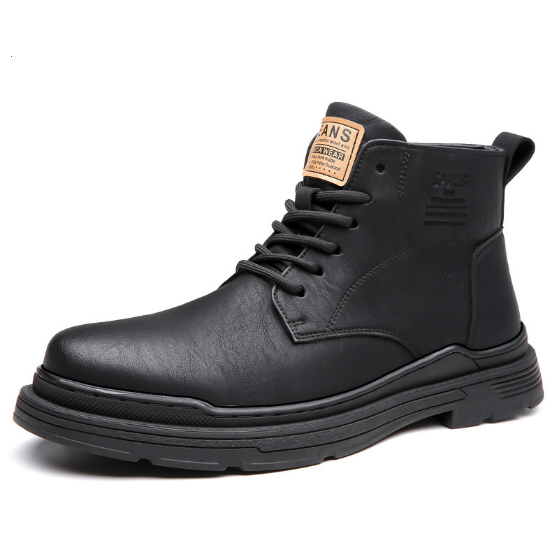 2023 Autumn/Winter Mens Martin Boots Trendy Casual Short Boots Versatile British Style Leather Boots Cowboy Leather Boots 241028