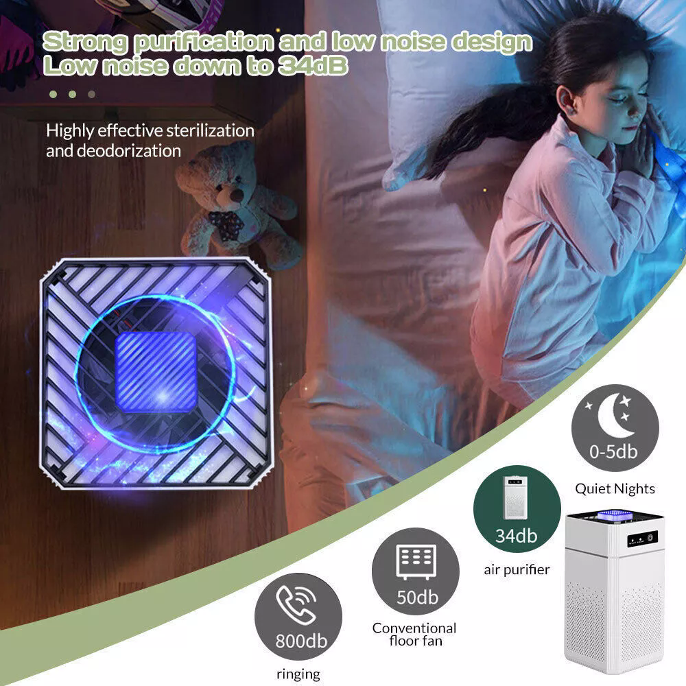 2025 Home Air Purifiers Large Room Medical Air Purifier Smoke Odors Allergy US
