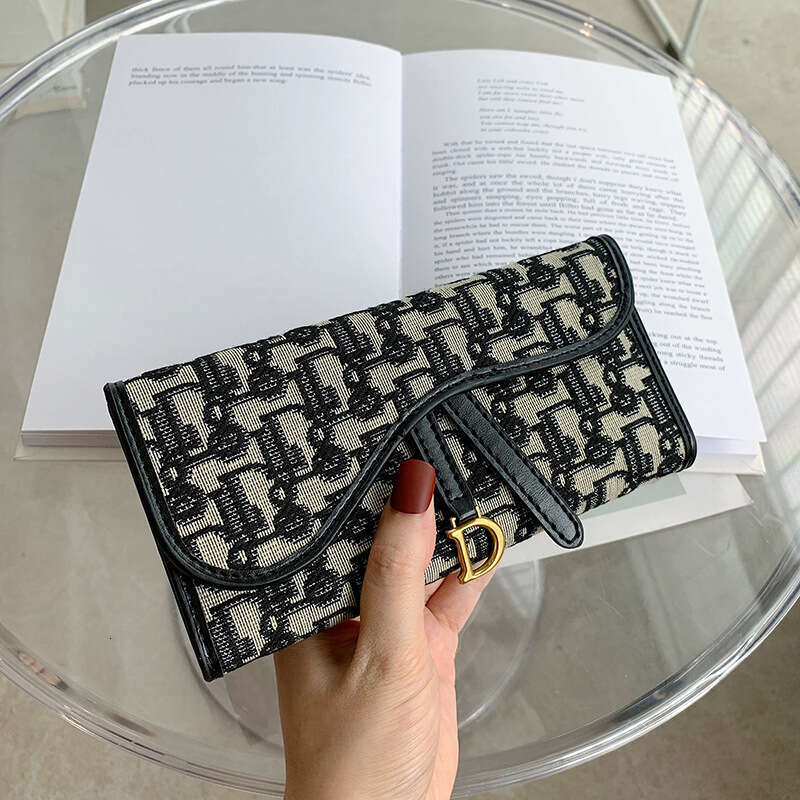 Canvas for women, short large capacity, multiple card slots, versatile folding, long style, women's three fold wallet