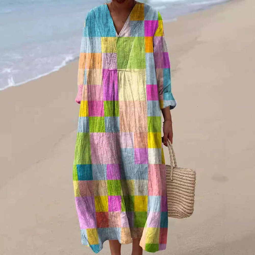 designer dress long sleeved shirt dress women's casual floral 3d printed sleeve long skirt e023 summer dress dresses for woman