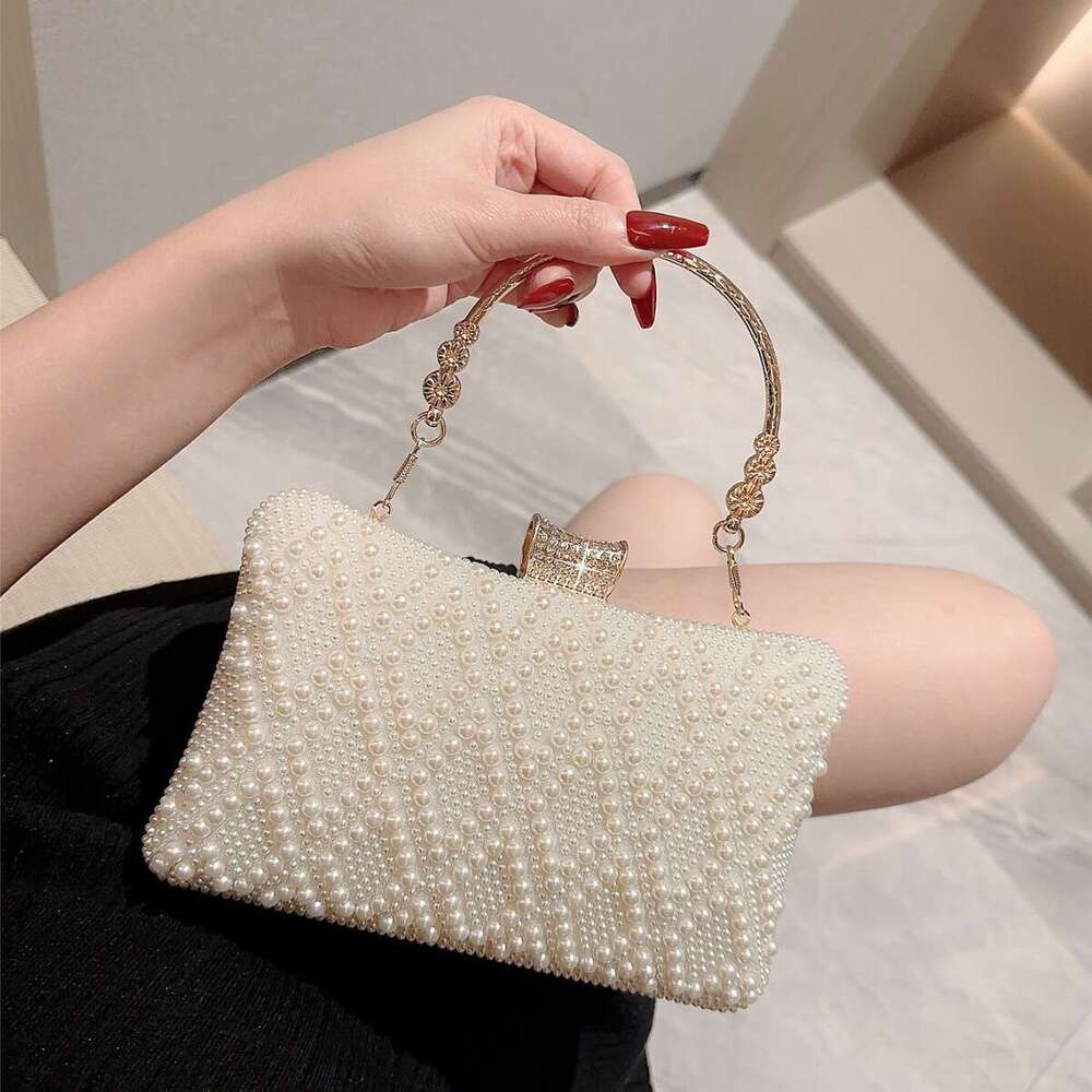 Dinner Bag New Pearl Square Box Dinner Beaded Handheld Banquet Evening Dress Bridesmaid Wedding Bag KQ