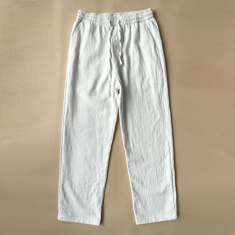 High end linen pants for men summer thin Chinese style cotton linen pants mens casual pants white loose straight leg pants 250507