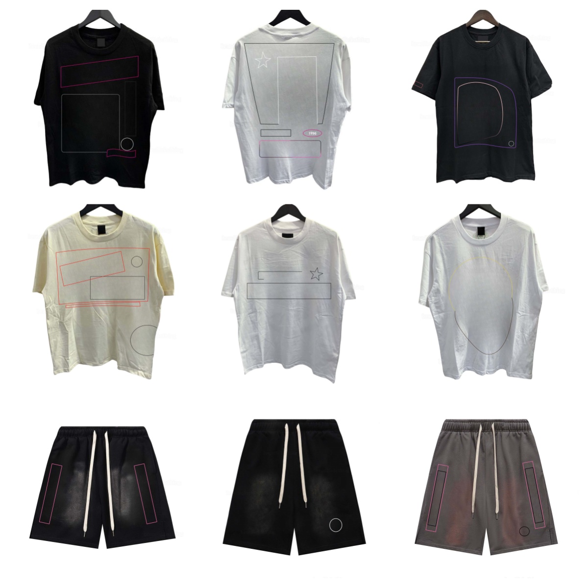 T shirt designer men shorts men top mens summer tee shirt men short set printing loose round neck short sleeve streetwear black white blank drop shoulder heavy weight