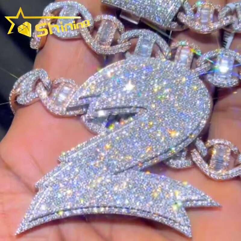 Factory Custom Iced Out VVS Moissanite Lab Diamond Hip Hop Name Pendant Pass Diamond Tester Men Silver Jewelry