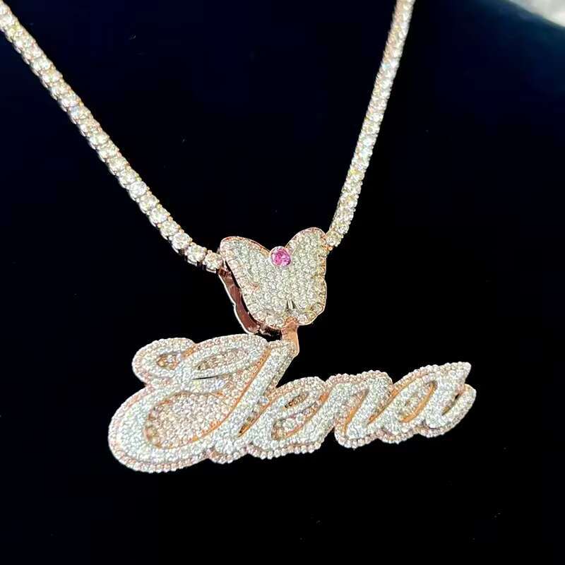 Hip Hop Pendant Moissanite Diamond Necklace 925 Sterling Silver Jewelry Mens Name Letter Factory Custom Moissanite Pendant