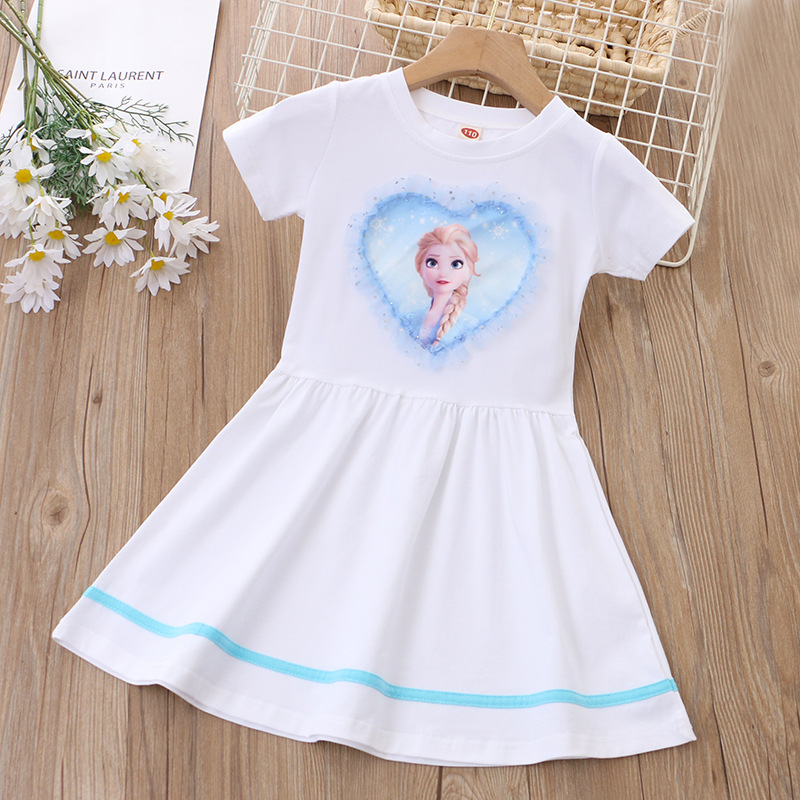 DISNEY Frozen Baby designer clothes Princess Elsa Children summer dress cartoon princess short-sleeved dress.