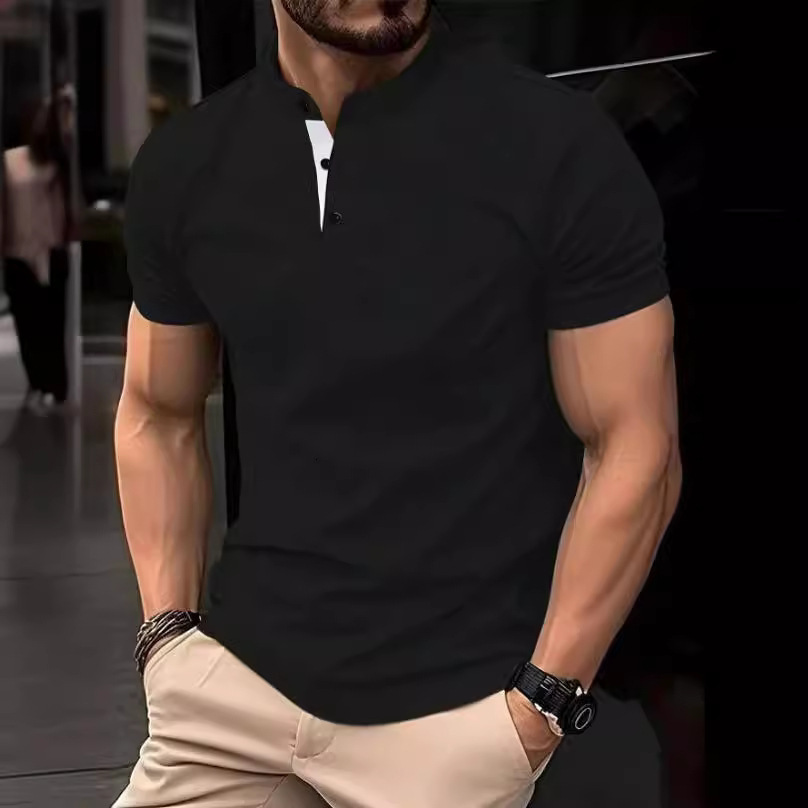 Summer New Quick Sell American Micro Elastic Short Sleeve Men's Sports and Leisure Polo Shirt