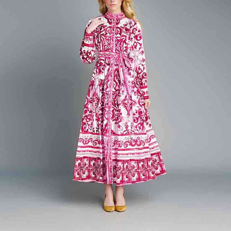 designer dress 2025 new women's lantern sleeve printed long sleeved pleated dress for women summer dress dresses for woman