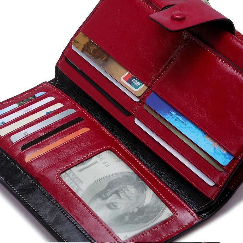 New Women Genuine Leather Wallets Female Zipper Purses Big Capacity Woman Purse Ladies Long Hasp Wallet Clutch Coin Card Holders